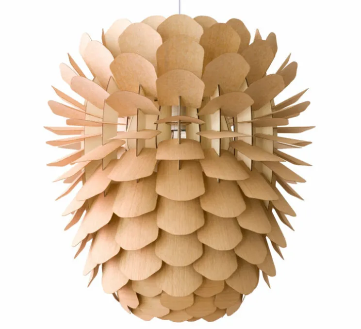 Suspension, Zappy, Big, Chêne, câble crème, rosace blanche, H130cm, Ø110cm - SCHNEID