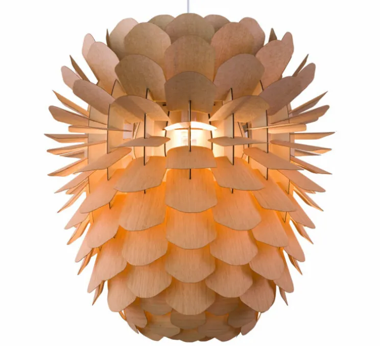 Suspension, Zappy, Big, Chêne, câble crème, rosace blanche, H130cm, Ø110cm - SCHNEID