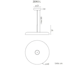 Suspension, Zero, L, noir, LED, dim, 2700k, 3456 lm, Ø60cm, H24cm - Lumen Center Italia