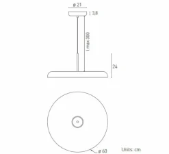 Suspension, Zero L, rouge, LED, dim, 2700k, 3456 lm, Ø60cm, H24cm - Lumen Center Italia