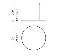Suspension*Panzeri Suspension, Zero Round, sans rosace, , LED, 2700K, 3059lm, Ø75cm, H3cm - titane