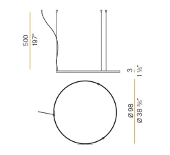 Suspension, Zero Round, titan, LED, 2700K, 4079lm, Ø98cm, H3cm - Panzeri