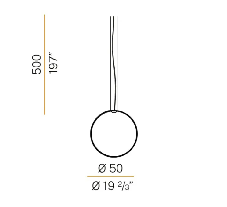 Suspension, Zero Round Vertical, noir, LED, dim, 2700K, 2039 lm, Ø50cm, H5cm - Panzeri