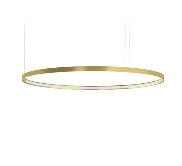 Suspension, Zero Round Vertical sans rosace, laiton satiné, LED, 3000K, 6120lm, Ø146cm, H3cm - Panzeri