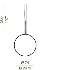 Suspension*Panzeri Suspension, Zero round vertical, , LED, dim, 2700k, 3059 lm, Ø74cm, H5cm - cuivre