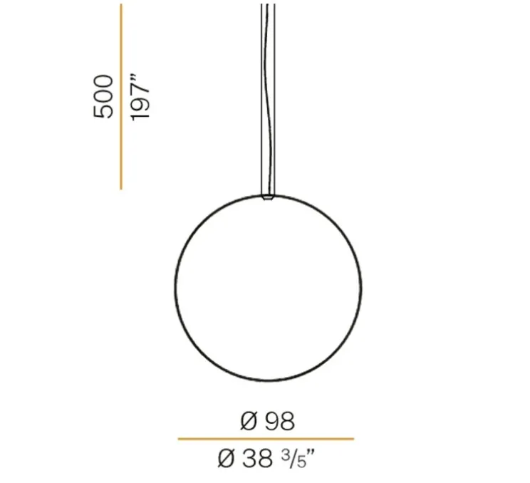 Suspension, Zero Round Vertical, laiton, LED, 2700K, 4079lm, Ø98cm, H7cm - Panzeri