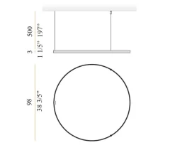 Suspension*Panzeri Suspension, Zero Round Vertical sans rosace, , LED, 3000K, 4079lm, Ø98cm, H3cm - laiton satiné