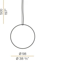 Suspension, Zero round vertical, cuivre, LED, dim, 2700k, 4079 lm, Ø98cm, H5cm - Panzeri