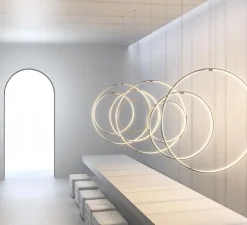 Suspension, Zero round vertical, cuivre, LED, dim, 2700k, 2039 lm, Ø50cm, H5cm - Panzeri