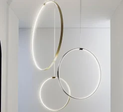 Suspension, Zero round vertical, cuivre, LED, dim, 2700k, 2039 lm, Ø50cm, H5cm - Panzeri