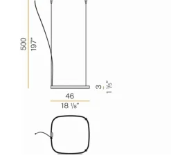 Suspension*Panzeri Suspension, Zero Square, , LED, 2700K, 2000lm, L46cm, H5cm - laiton