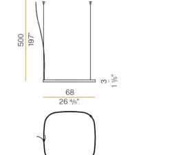 Suspension*Panzeri Suspension, Zero Square, , LED, 2700K, 3000lm, L68cm, H5cm - laiton