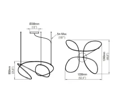 Suspension, Zigouzi 150, noir, LED, dim, 2700K, 7680 lm, L133cm, H85cm - Dix heures dix