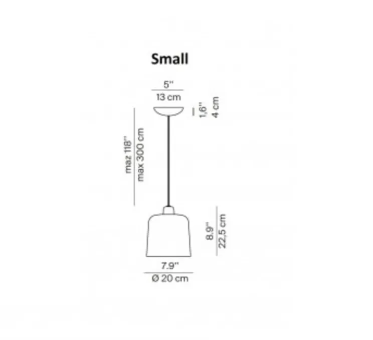 Suspension, Zile, gris mat, Ø20cm, H22,5cm - Luceplan