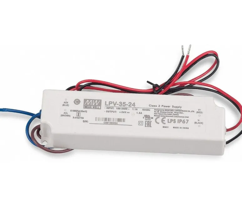 Transformateur*Inverlight Transformateur, Meanwell, 35W, 2,4A, 24V, IP67, L14,8cm, H4cm -