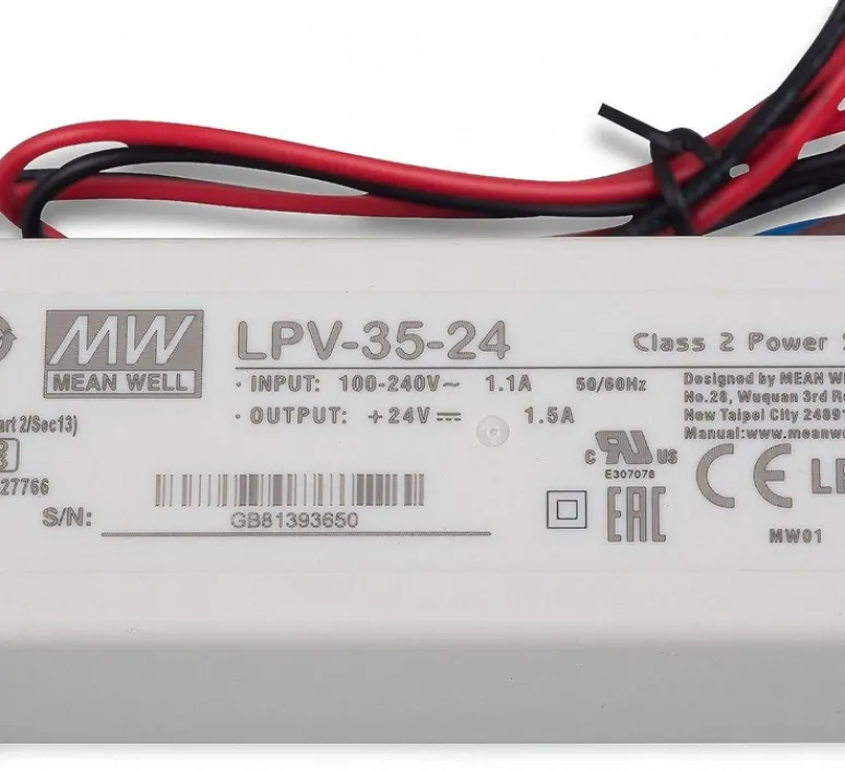 Transformateur*Inverlight Transformateur, Meanwell, 35W, 2,4A, 24V, IP67, L14,8cm, H4cm -