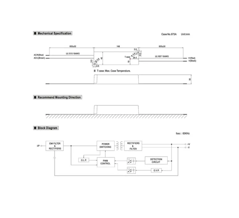 Transformateur*Inverlight Transformateur, Meanwell, 35W, 2,4A, 24V, IP67, L14,8cm, H4cm -