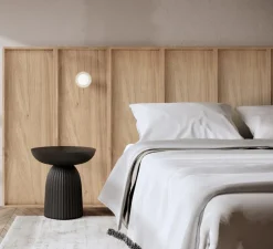 Tête de lit, Wallwood, droit, chêne, pour lit 140 à 180cm + 2 liseuses Janed, laiton, L200cm, H120cm- Studio Gazelles Editions