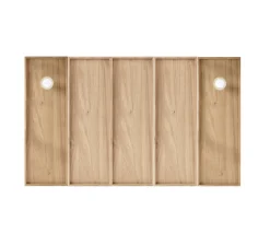 Tête de lit, Wallwood, droit, chêne, pour lit 140 à 180cm + 2 liseuses Janed, laiton, L200cm, H120cm- Studio Gazelles Editions