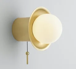 Tête de lit, Wallwood, droit, chêne, pour lit 140 à 180cm + 2 liseuses Janed, laiton, L200cm, H120cm- Studio Gazelles Editions