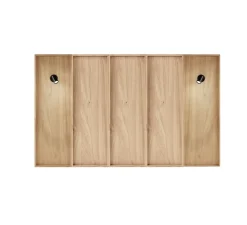 Tête de lit, Wallwood, droit, chêne, pour lit 140 à 180cm + 2 liseuses Ascoli, noir, L200cm, H120cm - Studio Gazelles Editions