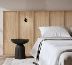 Tête de lit, Wallwood, droit, chêne, pour lit 140 à 180cm + 2 liseuses Enna, noir, L200cm, H120cm - Studio Gazelles Editions