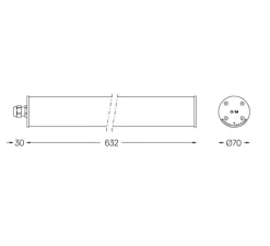 Plafonnier & Spot*O/M Light Tube lumineux, Tubo 70, Dali, , IP67, LED, 7,9W, 3000K, 1030lm, L63,2cm, H7cm - givré