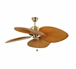 Ventilateur, CUBA, vieil or, chainette, 4 pales,été/hiver, Ø132cm, H54cm - Faro