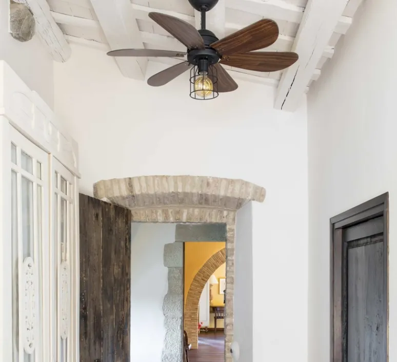 Plafonnier & Spot*Faro Ventilateur de plafond lumineux, Chicago, , Ø90cm, H46cm - Noir