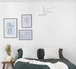 Plafonnier & Spot*Faro Ventilateur lumineux, Amelia L Cone, , LED, dim, 2700 - 4350 - 6000K, 1300 lm, Ø132cm, H43cm - blanc