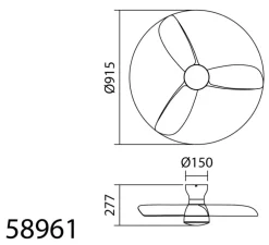Ventilateur lumineux, Creta, été/hiver, blanc, LED, dim, 3000 / 4000 / 6000K, 2400 lm, Ø91,5cm, H27,7cm - MDC