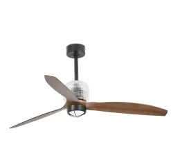 Plafonnier & Spot*Faro ventilateur lumineux, DECO FAN, été/hiver, DC Motor, , LED, 3000K, 600lm, Ø128cm, H48,4cm - noir/bois