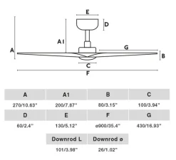 Plafonnier & Spot*Faro Ventilateur lumineux, Hey S, , LED, 2700-4000-6000K, 480 lm, Ø90cm, H27cm - blanc