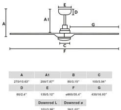 Plafonnier & Spot*Faro Ventilateur lumineux, Heywood S, , LED, 2700-4000-6000K, 480 lm, Ø90cm, H27cm - noir, noyer