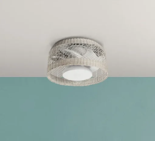 Plafonnier & Spot*MDC Ventilateur lumineux, Ibiza, été/hiver, , LED, dim, 3000 / 4000 / 6000K, 2400 lm, Ø61,2cm, H28,8cm - blanc, rotin blanc