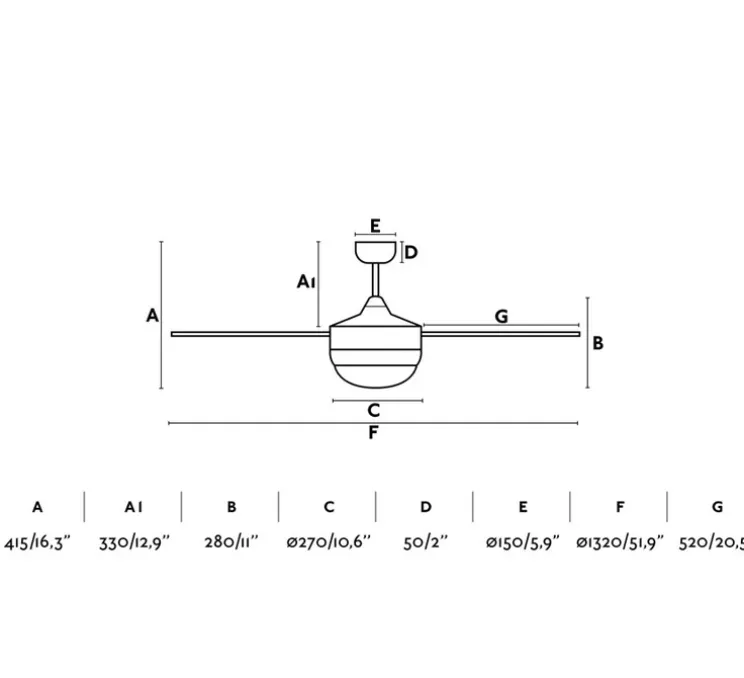 Ventilateur lumineux, ICARIA, été/hiver, vieil or, Ø132cm, H41,5cm - FARO