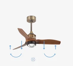 Ventilateur lumineux, Just fan, XS, or vieilli, bois, LED, dim, 3000K, 709 lm, Ø81cm, H39cm - faro