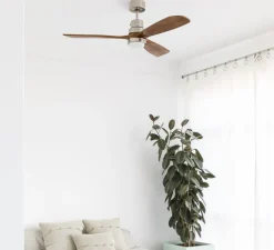 Plafonnier & Spot*Faro Ventilateur lumineux, LANTAU, été/hiver, , LED, 3000K, 500lm, Ø132cm, H33cm - nickel mat