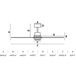 Plafonnier & Spot*Faro Ventilateur lumineux, LANTAU, été/hiver, , LED, 3000K, 500lm, Ø132cm, H33cm - nickel mat
