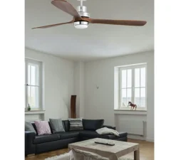 Plafonnier & Spot*Faro Ventilateur lumineux, LANTAU-G, été/hiver, , LED, 3000K, 500lm, Ø168cm, H41cm - nickel mat