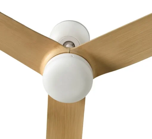 Plafonnier & Spot*Faro Ventilateur lumineux, Punt M Smart Tuya, blanc et bois clair, LED, dim, 3000 - 4200 - 6500K, 678 lm, Ø130cm, H32,2cm - blanc, bois clair