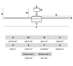 Plafonnier & Spot*Faro Ventilateur lumineux, Rudder, , LED, dim, 2700 - 4350 - 6000K, 1300 lm, Ø132cm, H34cm - blanc, frêne