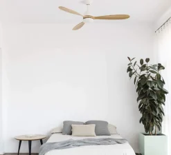 Plafonnier & Spot*Faro Ventilateur, plafonnier, lumineux, Poros, été/hiver, , 15W, 2700K 850Lm, Ø132cm, H37cm - blanc