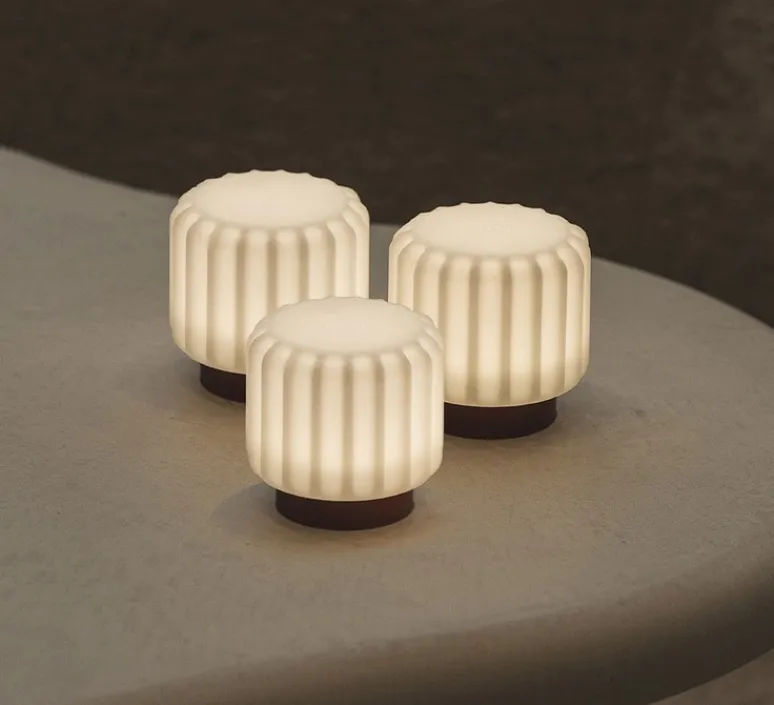 Lampe*Atelier Pierre 3x Lampes à poser, Dentelles H9, terra, IP65, Ø9cm, H9cm - Terracota